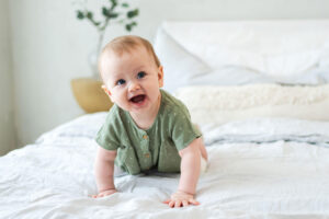 A baby smiling