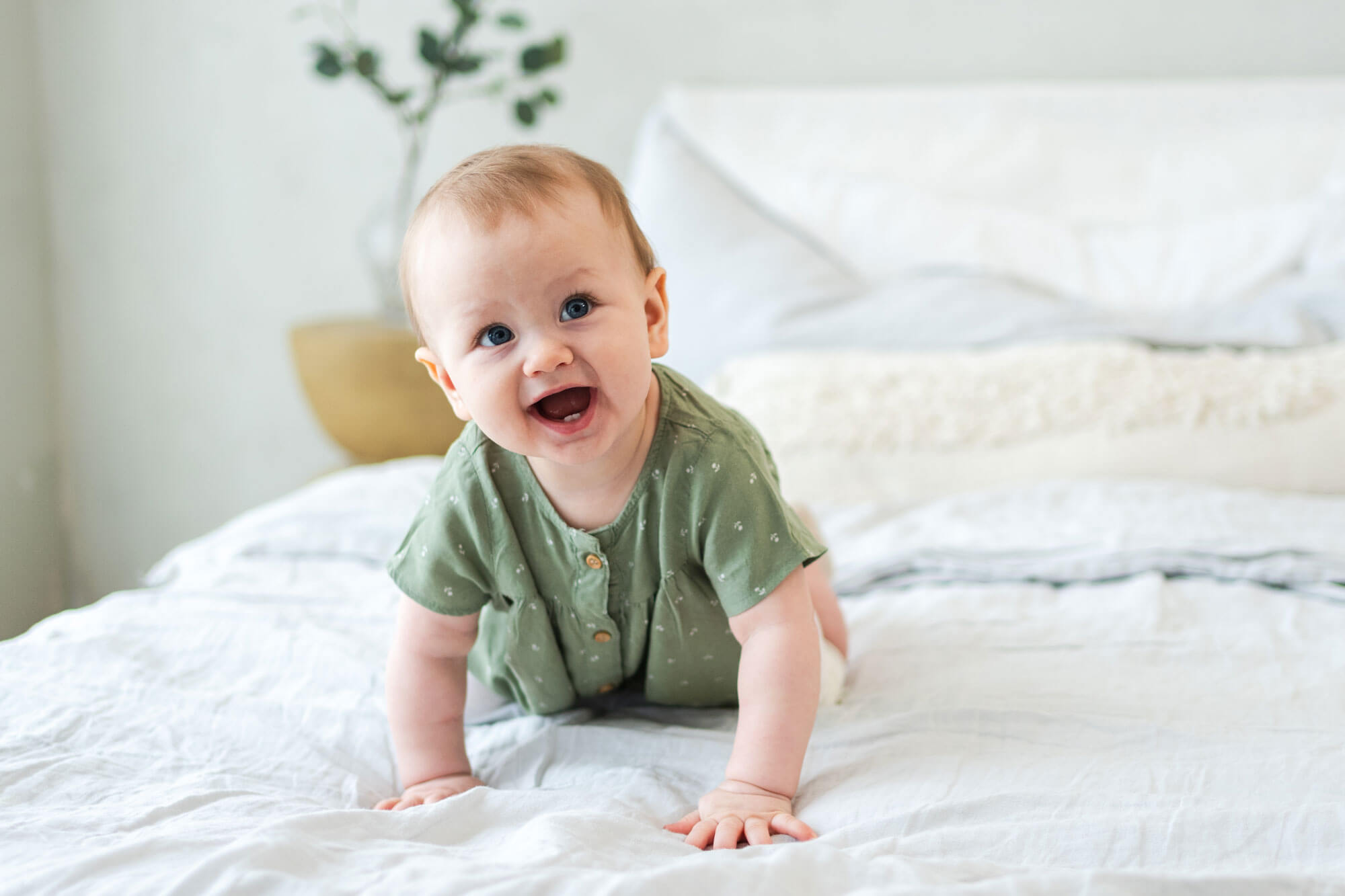 A baby smiling